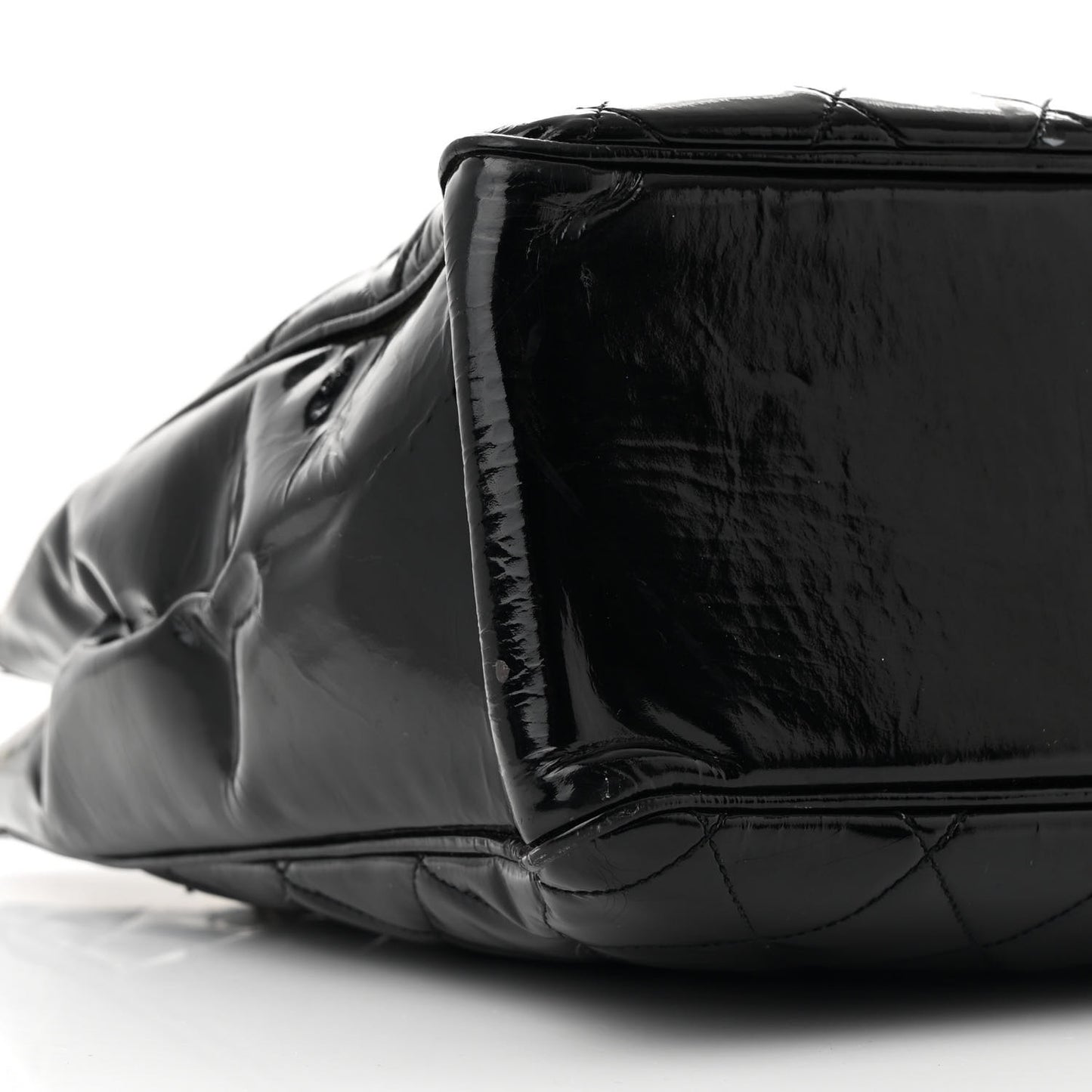 Patent Quilted Tote Black