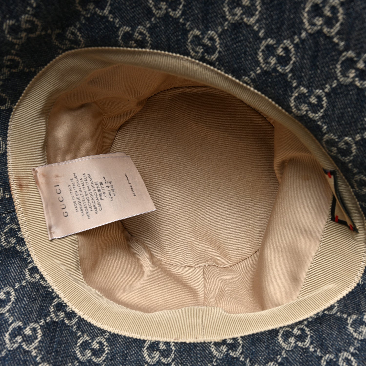 Gucci Denim GG Monogram Brim Hat XL Blue Ivory 7 of 9