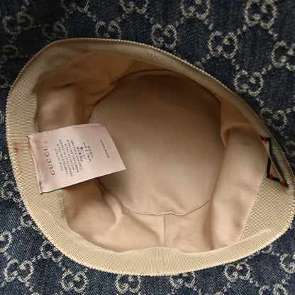 Gucci Denim GG Monogram Brim Hat XL Blue Ivory 7 of 9