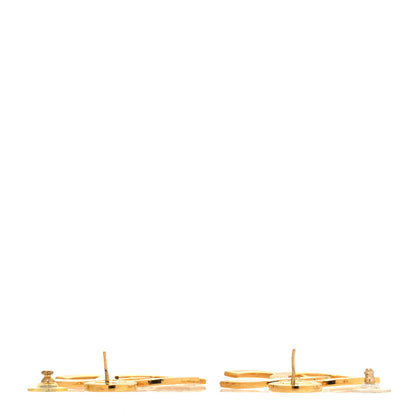 Chanel Metal Large Paris Button Earrings Gold 3 of 5