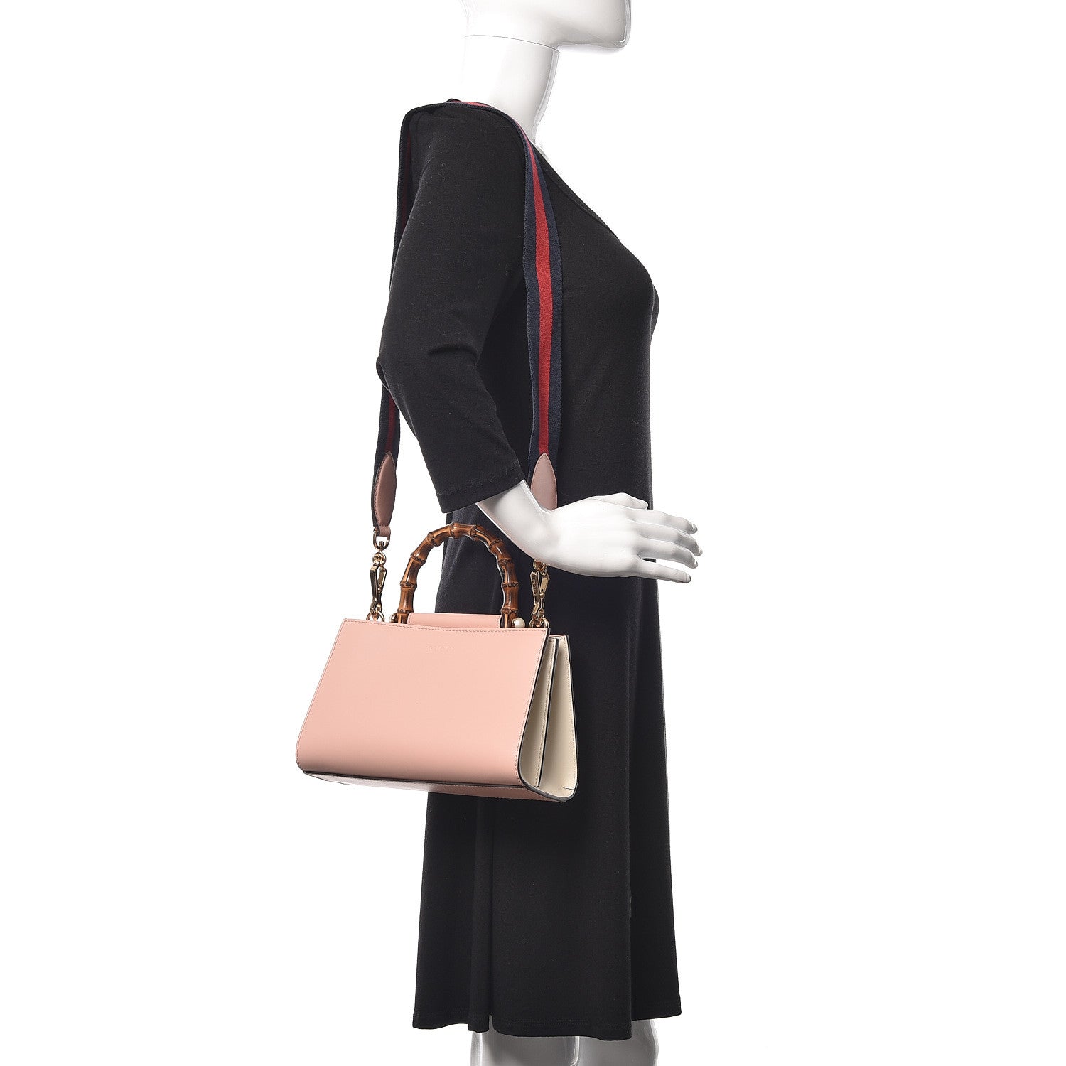 Gucci Nappa Bamboo Web Mini Nymphaea Top Handle Bag Perfect Pink Mystic White 3 of 15