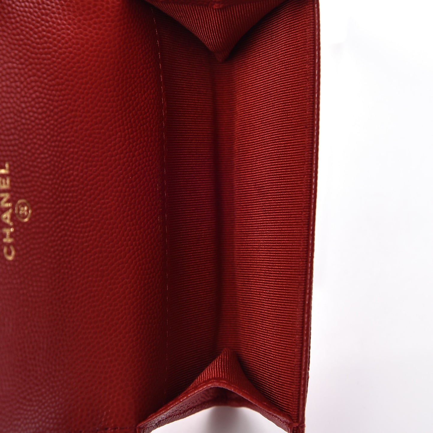 Caviar Quilted Flap Card Holder Dark Red