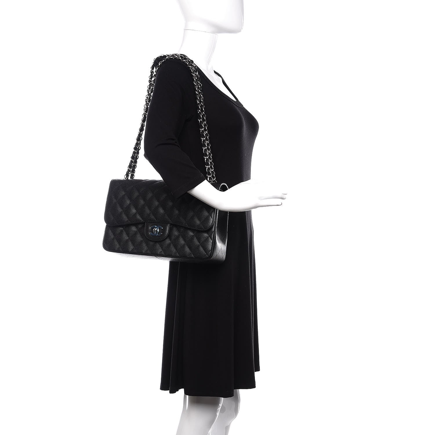 Chanel Caviar Quilted Jumbo Double Flap Black 3 of 12