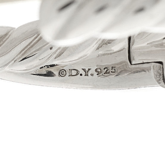 Sterling Silver Diamond 22.4mm Crossover Hoop Earrings