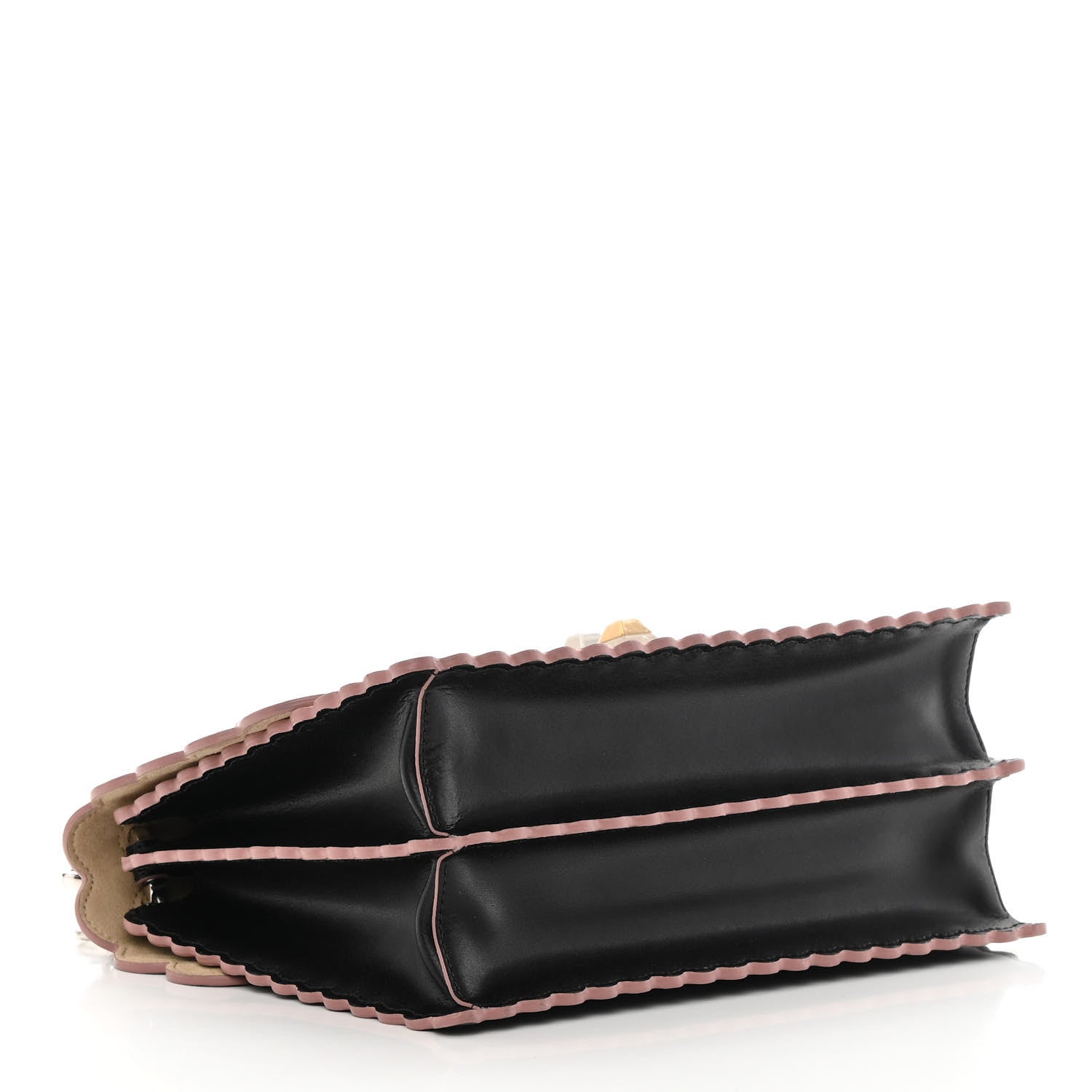 Fendi Vitello Liberty Pearl Bi-Color Flowers and Bow Scalloped Studded Kan I Shoulder Bag Black Soap 4 of 12