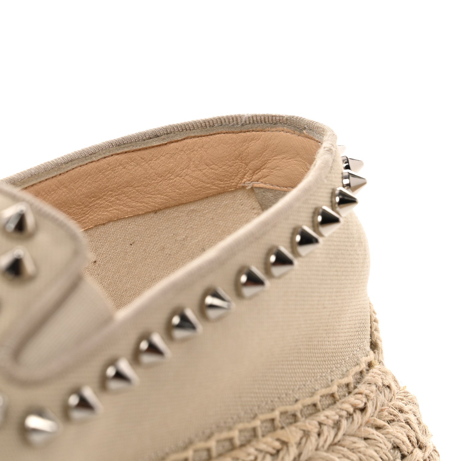 Christian Louboutin Canvas Espaboat Spikes Flat Espadrilles 39 Beige 9 of 10