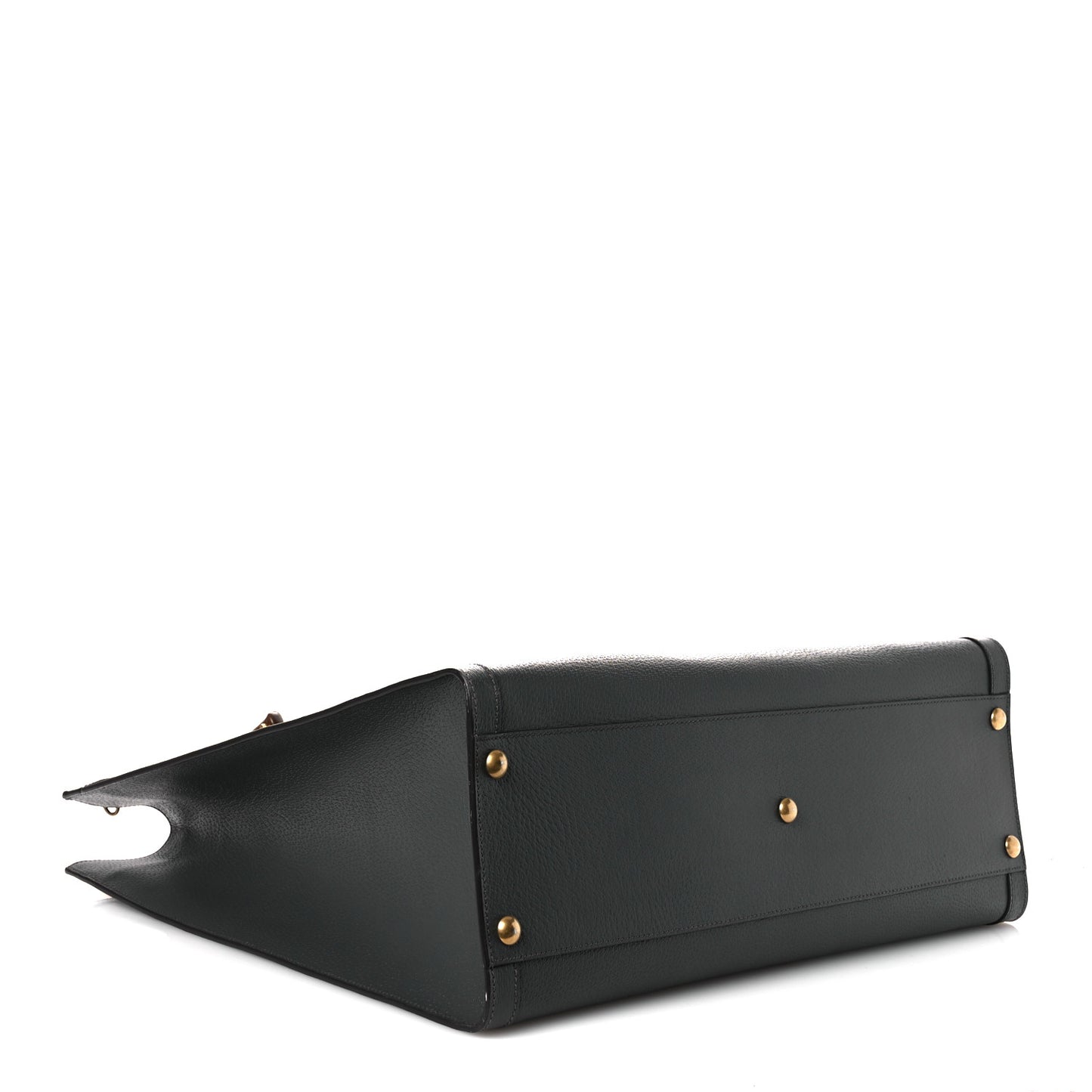Textured Dollar Calfskin Web Studded Maxi Diana Tote Bag Graphite Grey