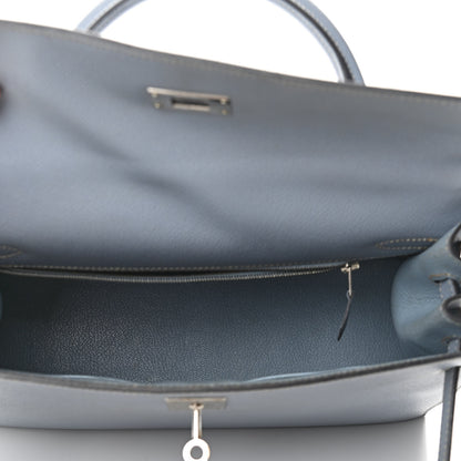 Hermes Epsom Kelly Sellier 32 Bleu Lin 5 of 20