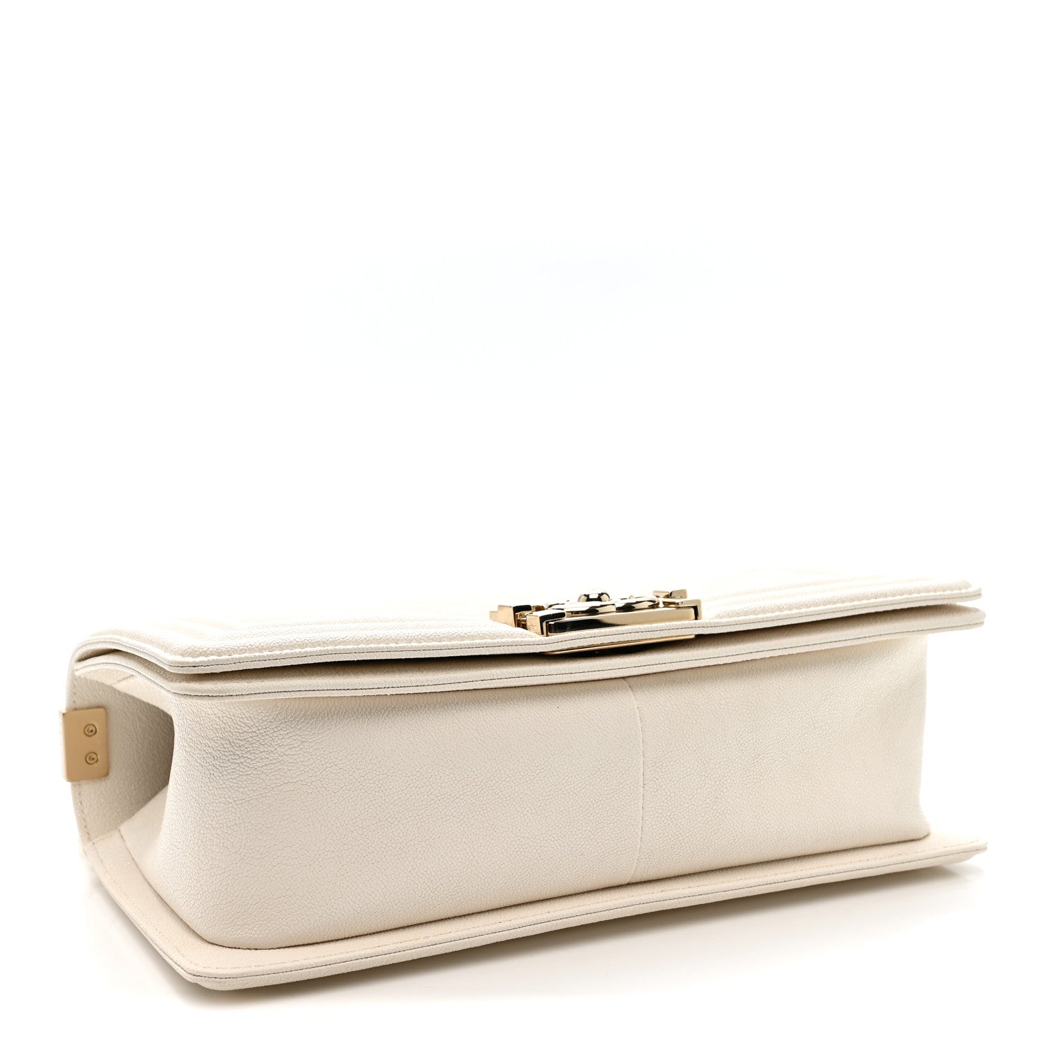 Chanel Caviar Chevron Quilted Medium Boy Flap White 4 of 11