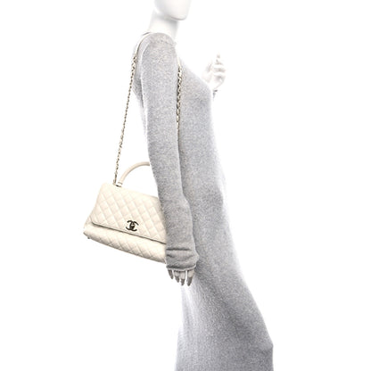 Chanel Caviar Quilted Small Coco Handle Flap White 2 of 10