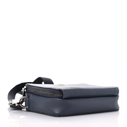 Christian Dior Grained Calfskin Double Zip Crossbody Pouch Blue 4 of 20