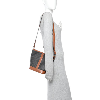 Celine Triomphe Canvas Calfskin Small Bucket Bag Tan 2 of 10