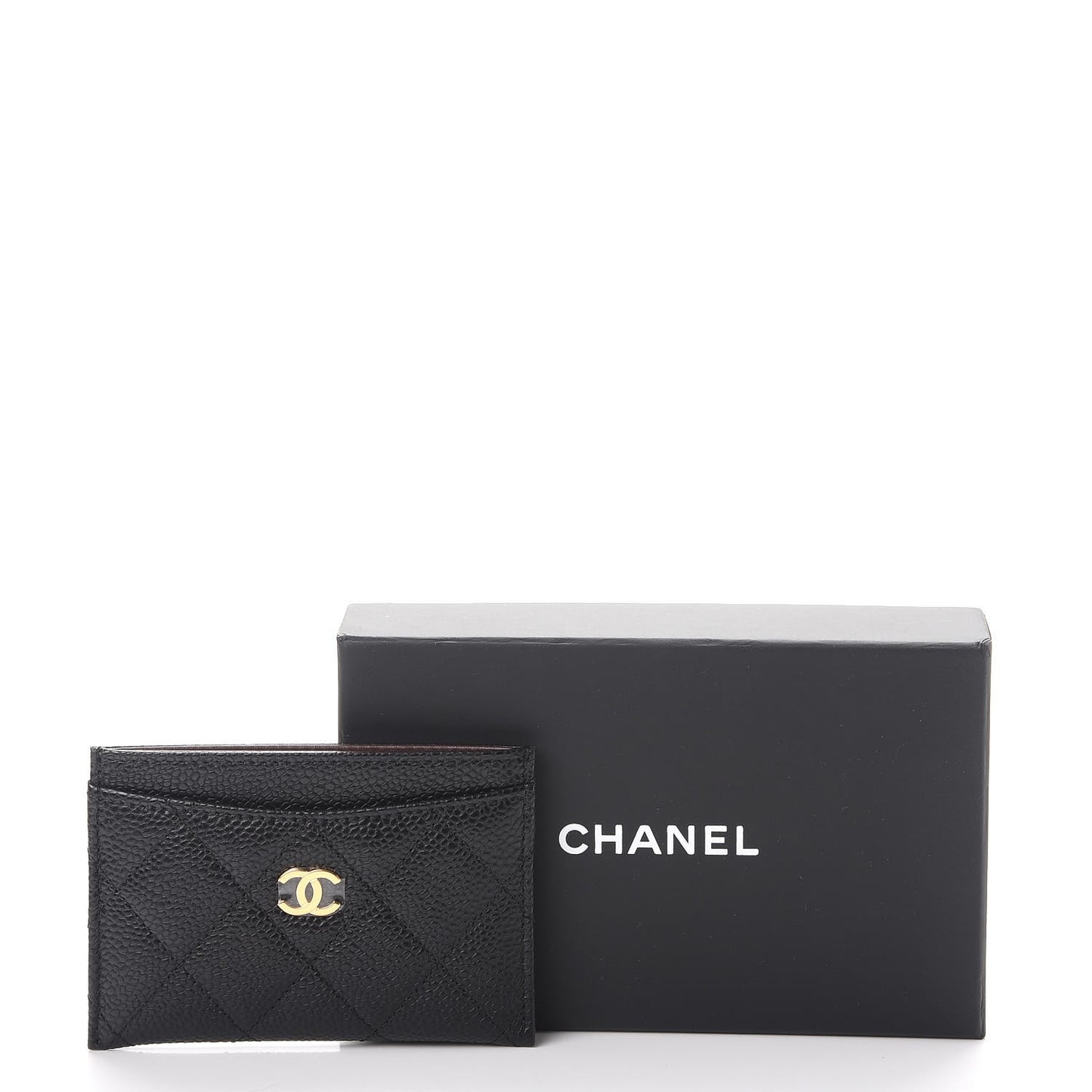 Caviar Quilted Card Holder Black
