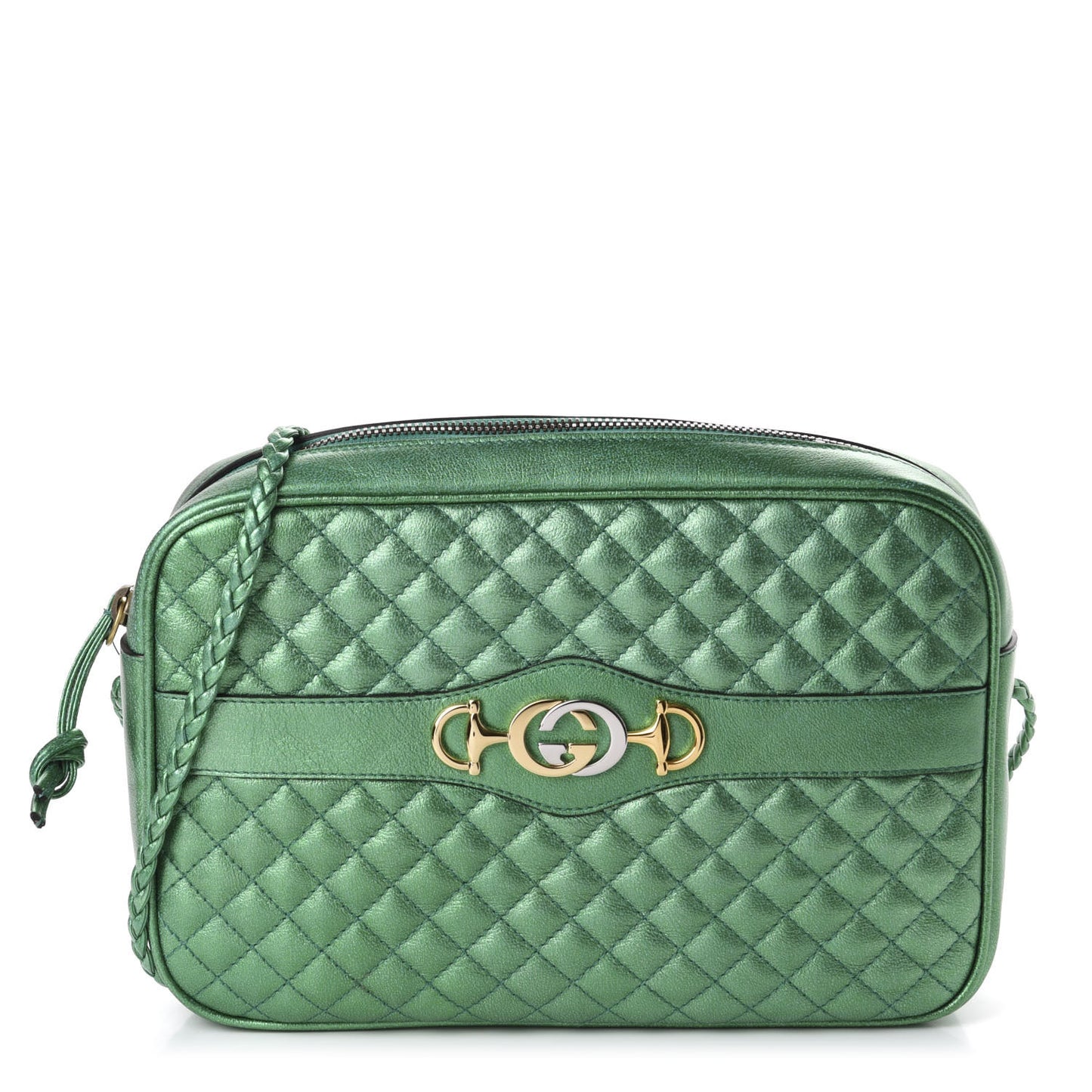 Laminated Nappa Trapuntata Small Zumi Shoulder Bag Jasmine Green