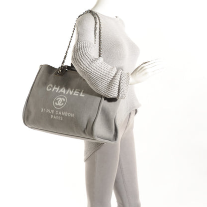 Chanel Canvas Deauville Large Tote Grey 2 of 8