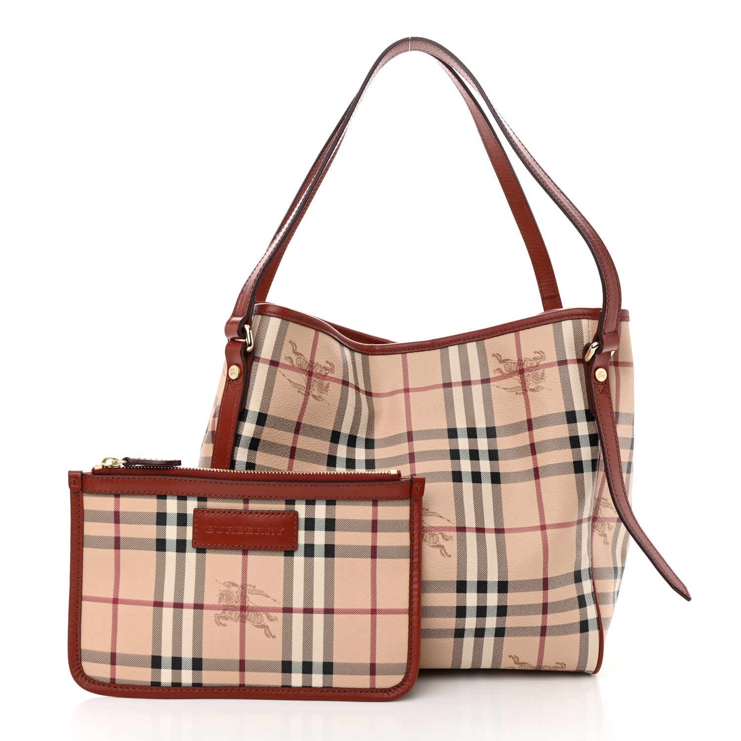 Burberry Haymarket Check Small Canterbury Tote Military Red 3 of 10