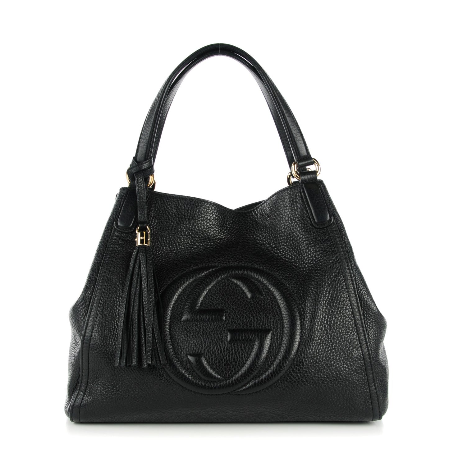 Pebbled Calfskin Medium Soho Shoulder Bag Black