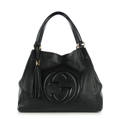 Gucci Pebbled Calfskin Medium Soho Shoulder Bag Black 1 of 7