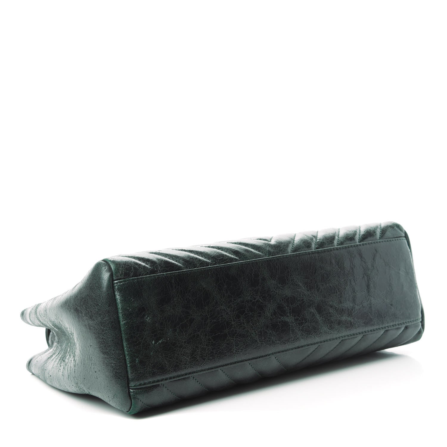 Chanel CHANE Glazed Calfskin Chevron Quilted Large Hampton Flap Dark Green 4 of 11