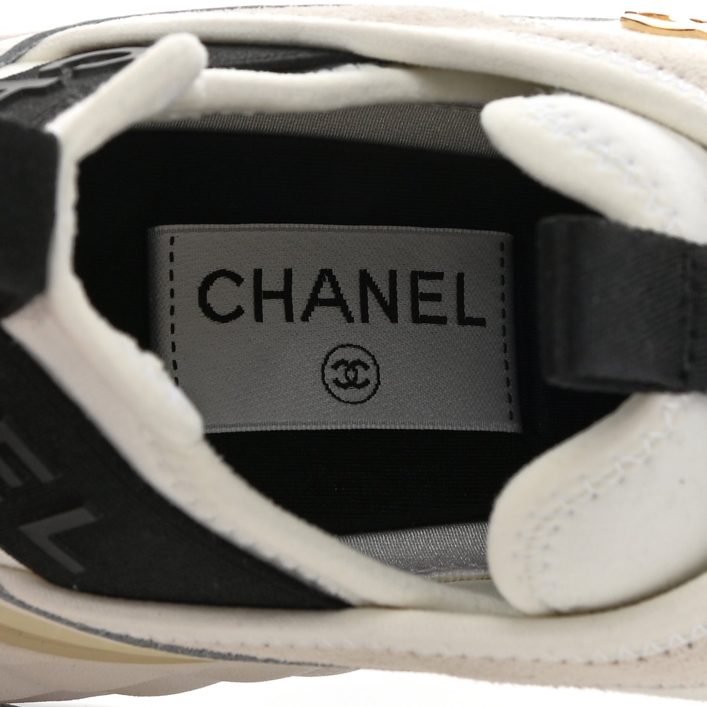 Velvet Calfskin Mixed Fibers CC Sneakers 38 Ivory Black