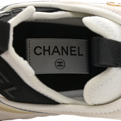 Chanel Velvet Calfskin Mixed Fibers CC Sneakers 38 Ivory Black 7 of 9