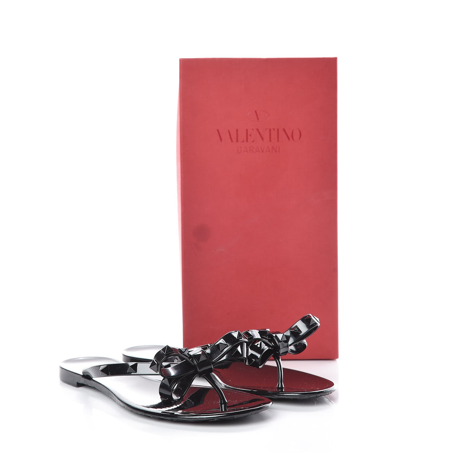 Valentino Garavani PVC Jelly Rockstud Bow Thong Sandals 38 Black 8 of 8