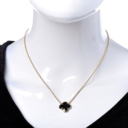 Van Cleef & Arpels 18K Yellow Gold Black Onyx Pure Alhambra Pendant Necklace 2 of 5
