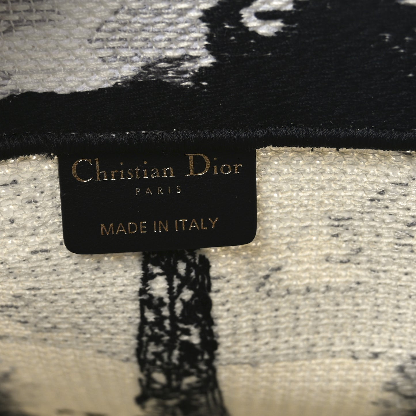 Canvas Embroidered Medium Paris Book Tote White Black