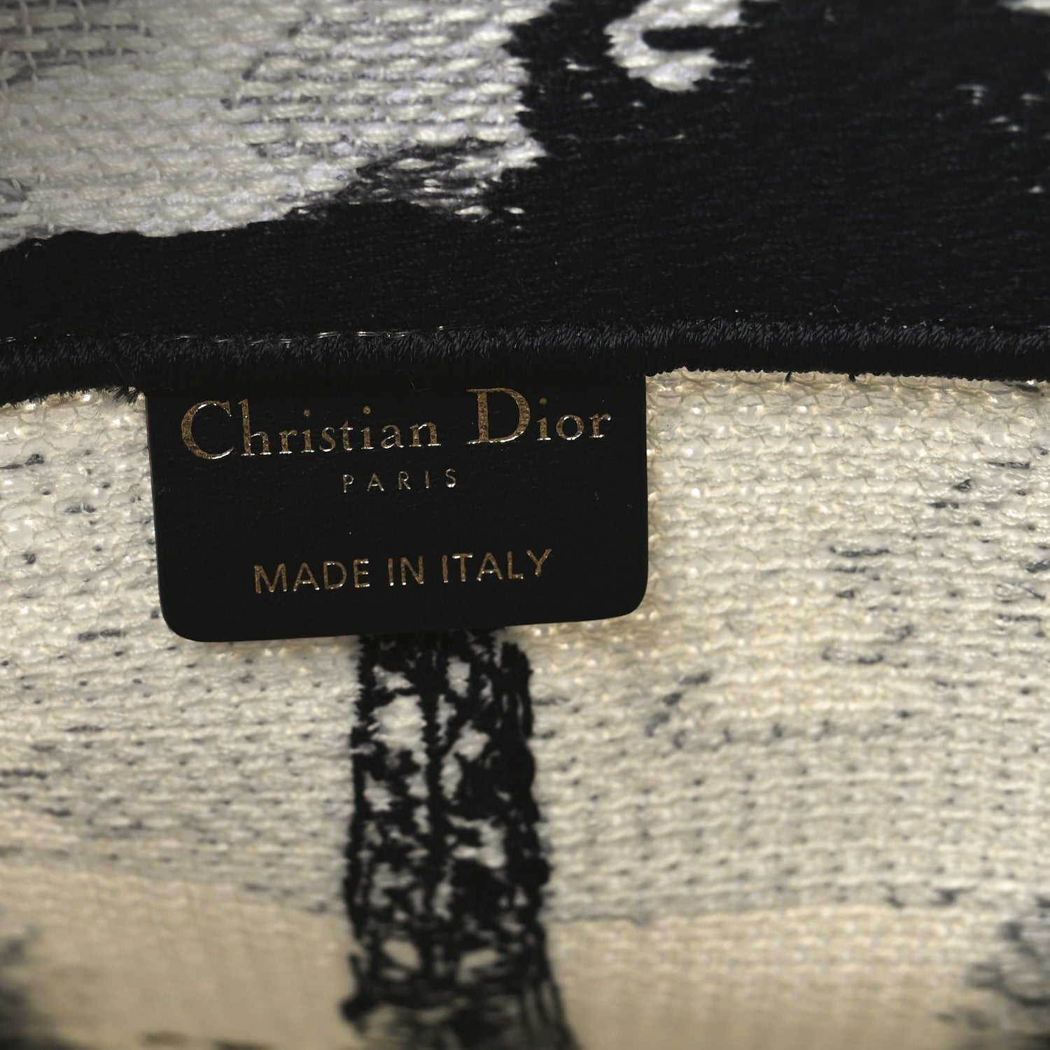 Christian Dior Canvas Embroidered Medium Paris Book Tote White Black 6 of 11