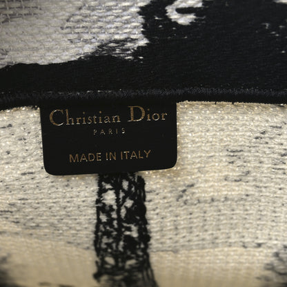 Christian Dior Canvas Embroidered Medium Paris Book Tote White Black 6 of 11