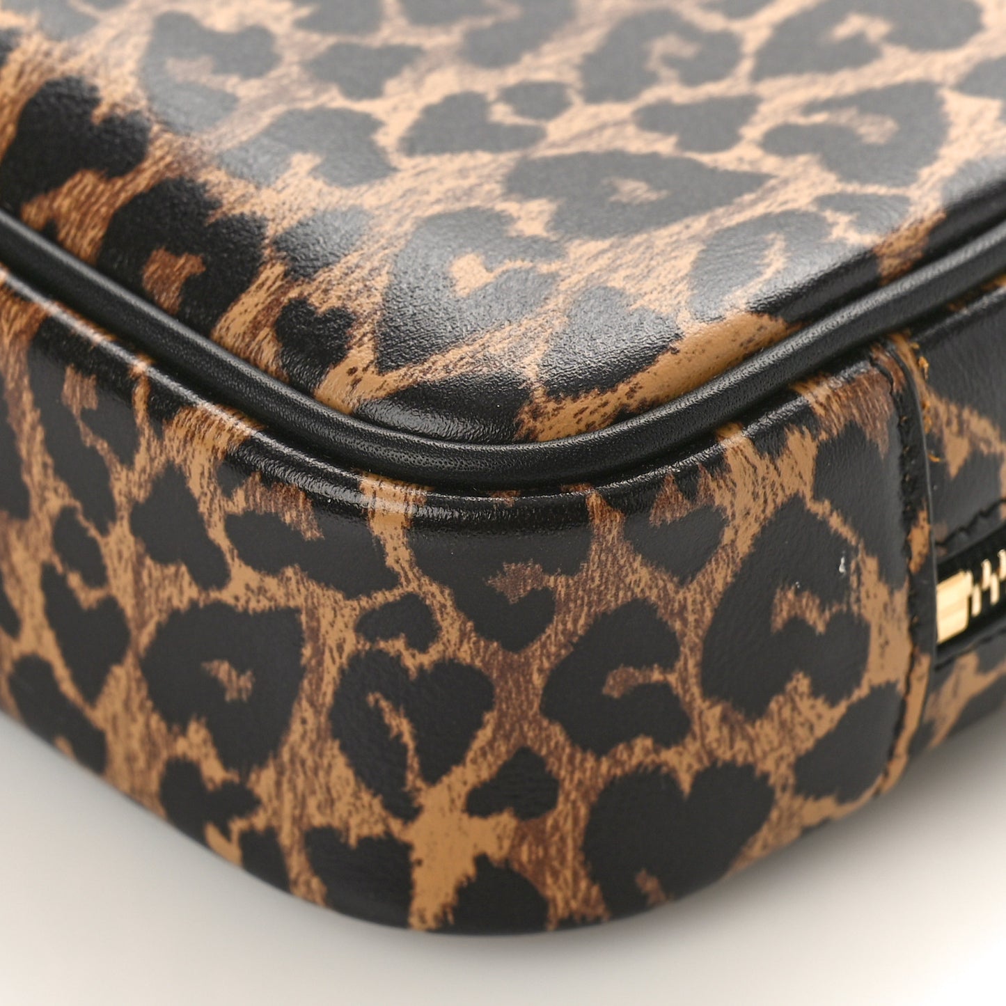 Calfskin Heart Leopard Print Monogram Mini Lou Camera Bag Toffee