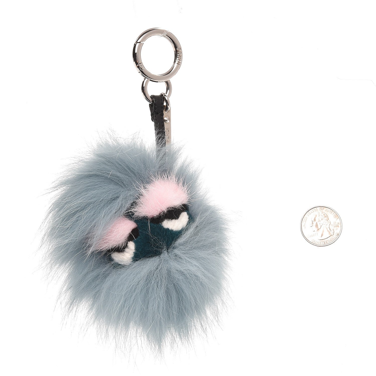 Fendi Fox Mink Rabbit Fur Vitello Flamingo Mini Monster Bag Bug Charm Lagoon Black Multicolor 2 of 4