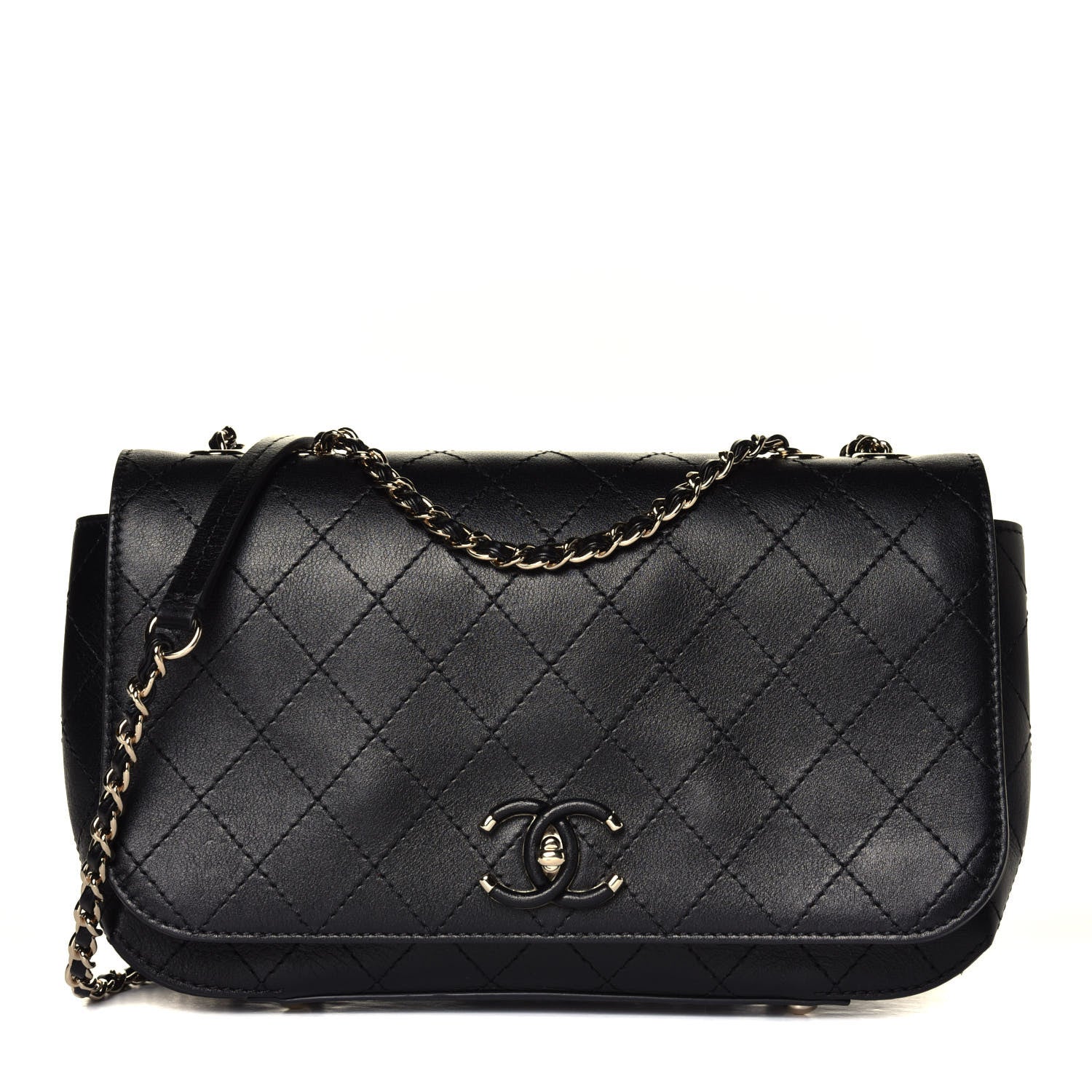 Chanel Calfskin Stitched CC Case Flap Bag Black 1 of 5