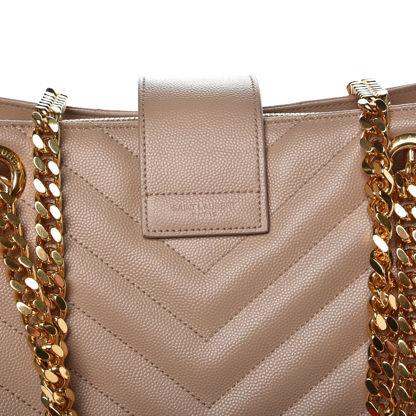 Grain De Poudre Matelasse Chevron Monogram Shopping Bag Nude Powder