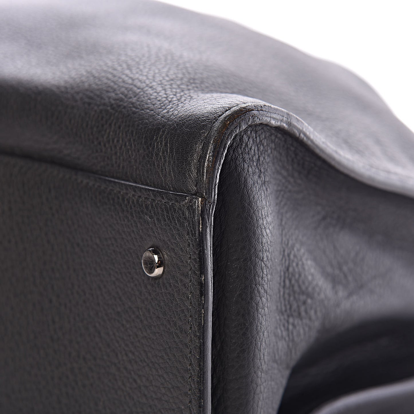 Grained Calfskin Large Shoulder Bag Black