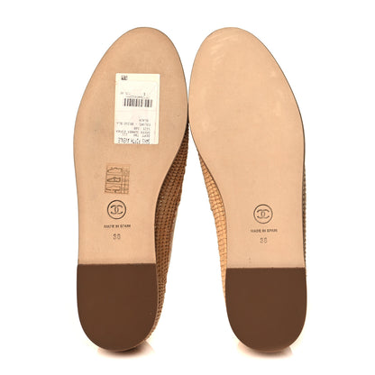 Chanel Lambskin Grosgrain CC Espadrilles 38 Beige Black 5 of 8