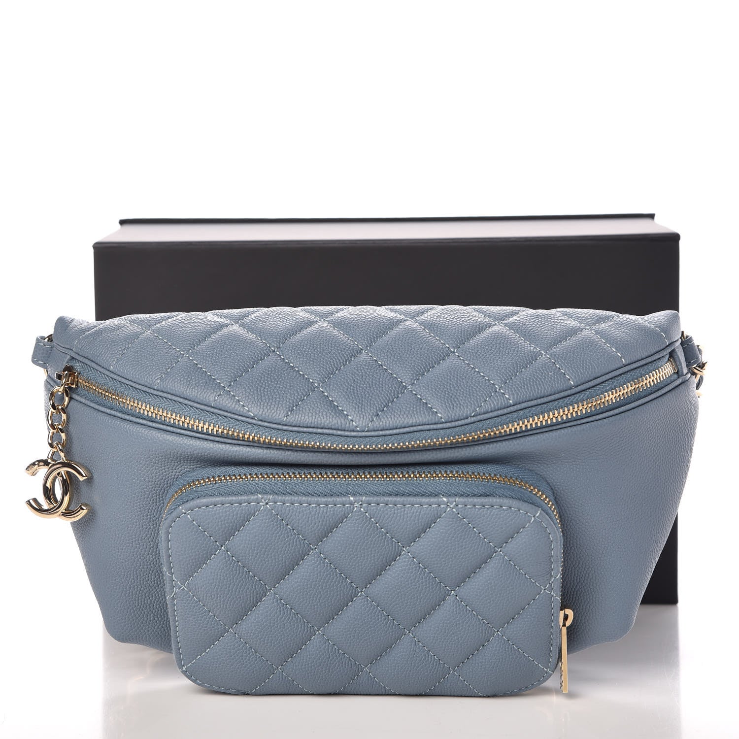 Chanel Caviar Quilted Business Affinity Waist Bag Blue 10 of 10