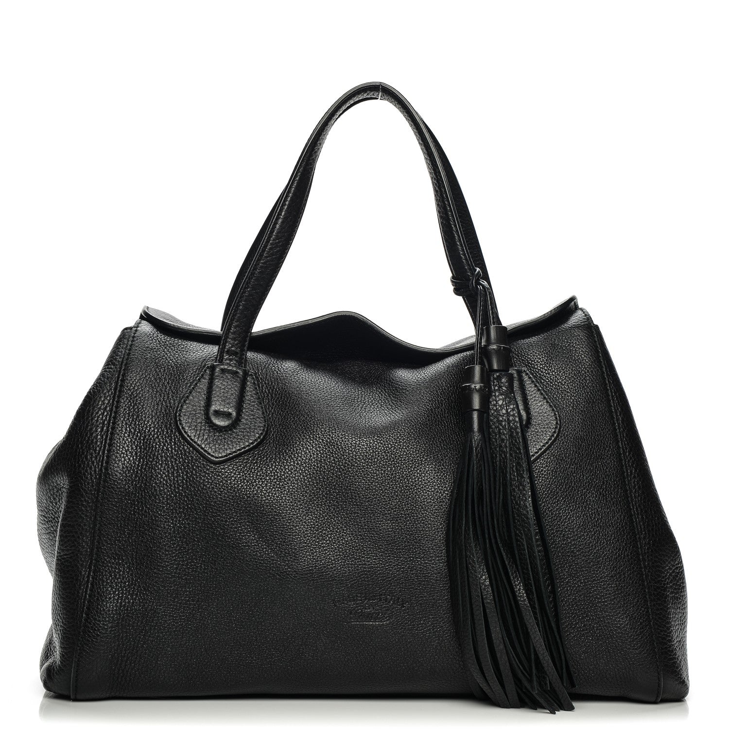 Gucci Pebbled Calfskin Lady Tassel Top Handle Bag Black 1 of 10