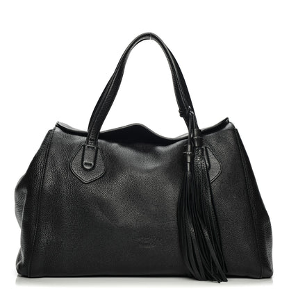 Gucci Pebbled Calfskin Lady Tassel Top Handle Bag Black 1 of 10