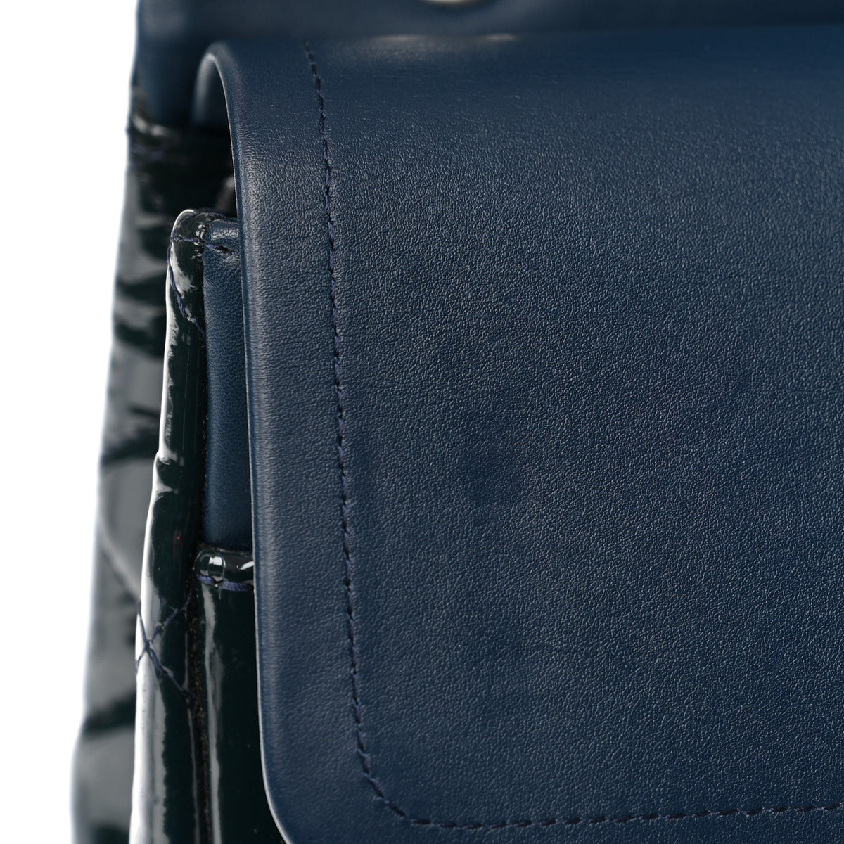 Chanel Patent Quilted Maxi Double Flap Navy Blue 11 of 12