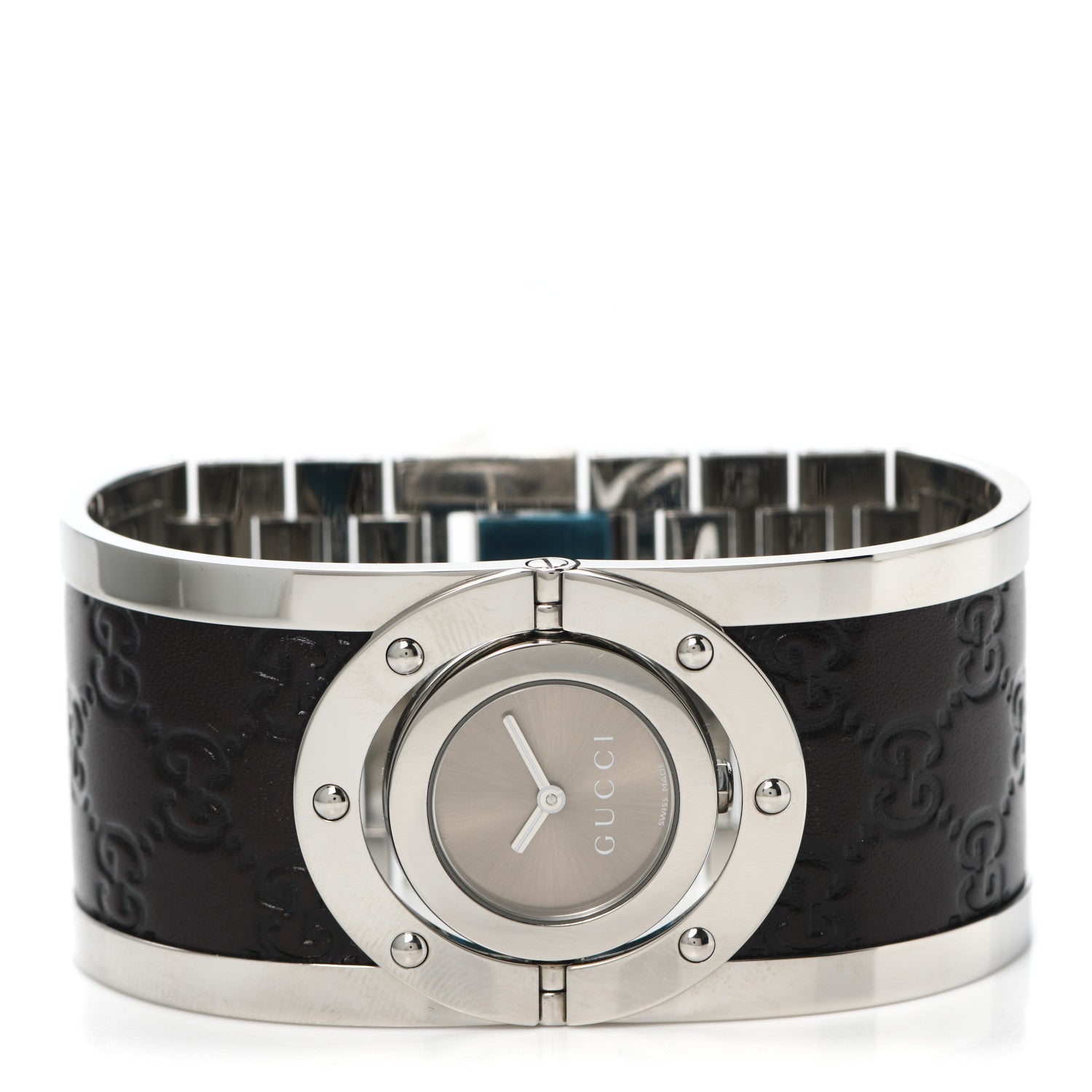 Gucci Stainless Steel Calfskin 33mm Twirl Quartz Watch Brown 2 of 5