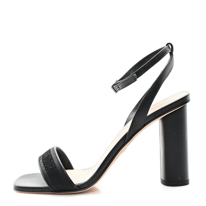 Christian Dior Canvas Embroidered Dway 80mm Sandals 38 Black 1 of 9