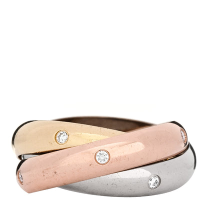 Cartier 18K Pink Yellow White Gold Diamond Trinity Ring 51 5.75 1 of 5