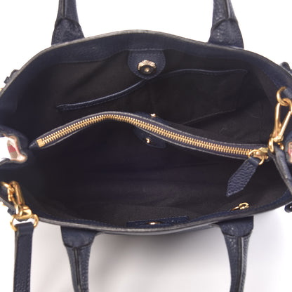 Burberry Grainy Calfskin House Check Medium Banner Tote Midnight Blue 8 of 9