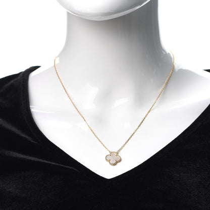 Van Cleef & Arpels 18K Yellow Gold Mother of Pearl Vintage Alhambra Pendant Necklace 2 of 8