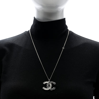 Chanel Crystal Baguette Large CC Necklace Silver Multicolor 2 of 5
