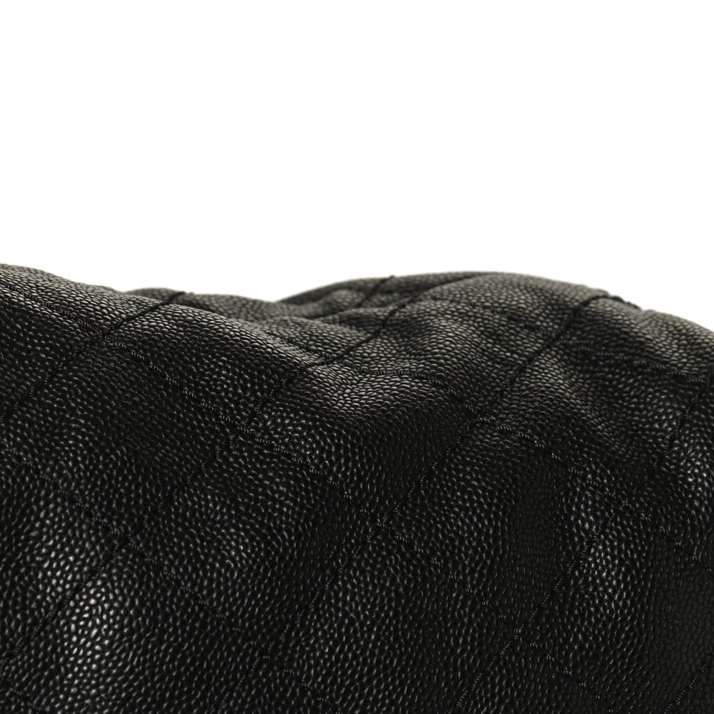 Grained Calfskin Quilted Small Daily Shopping Tote Black