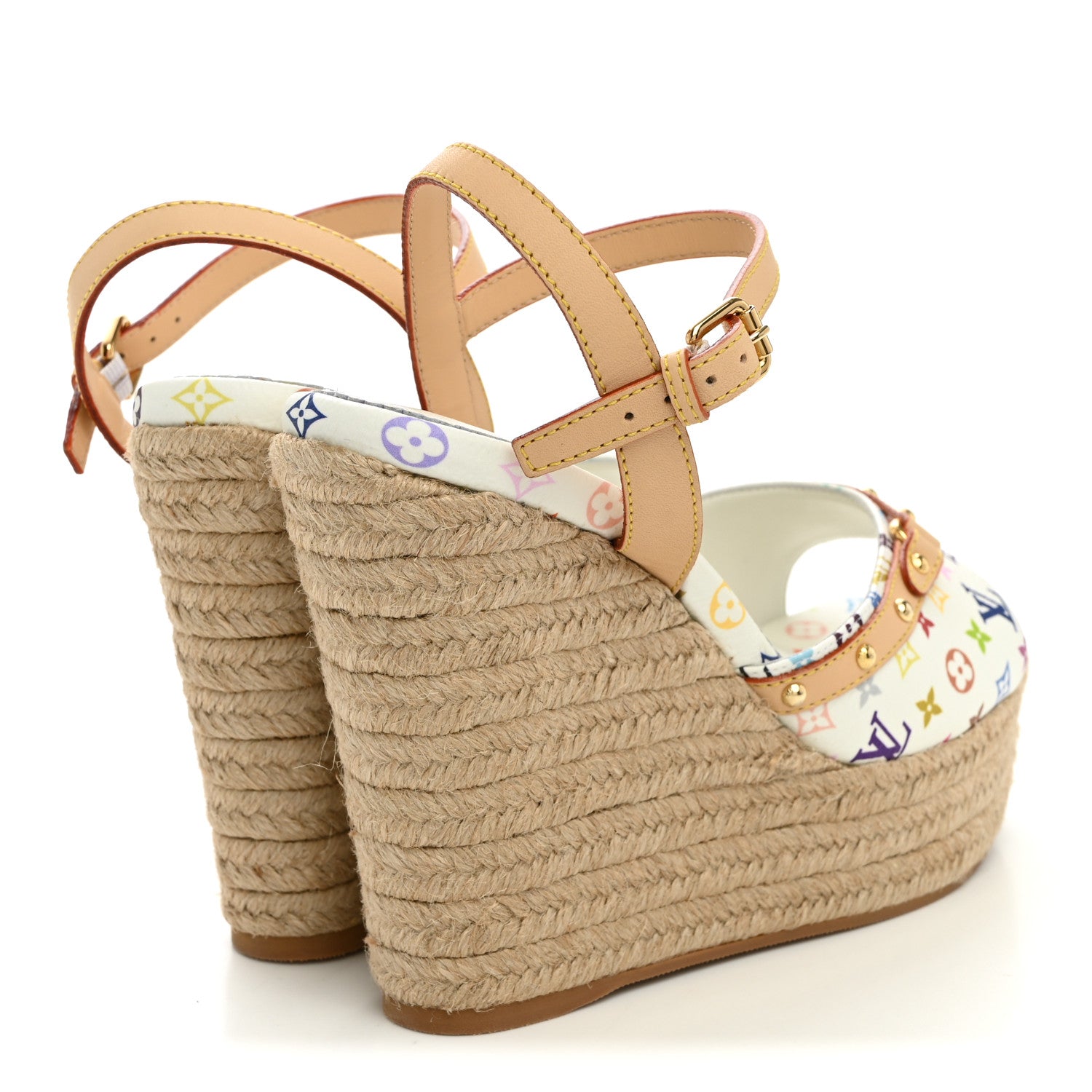 Louis Vuitton LV X TM Monogram Multicolor Helios Wedge Sandals 37 White 4 of 9