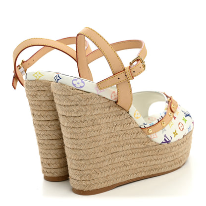 Louis Vuitton LV X TM Monogram Multicolor Helios Wedge Sandals 37 White 4 of 9