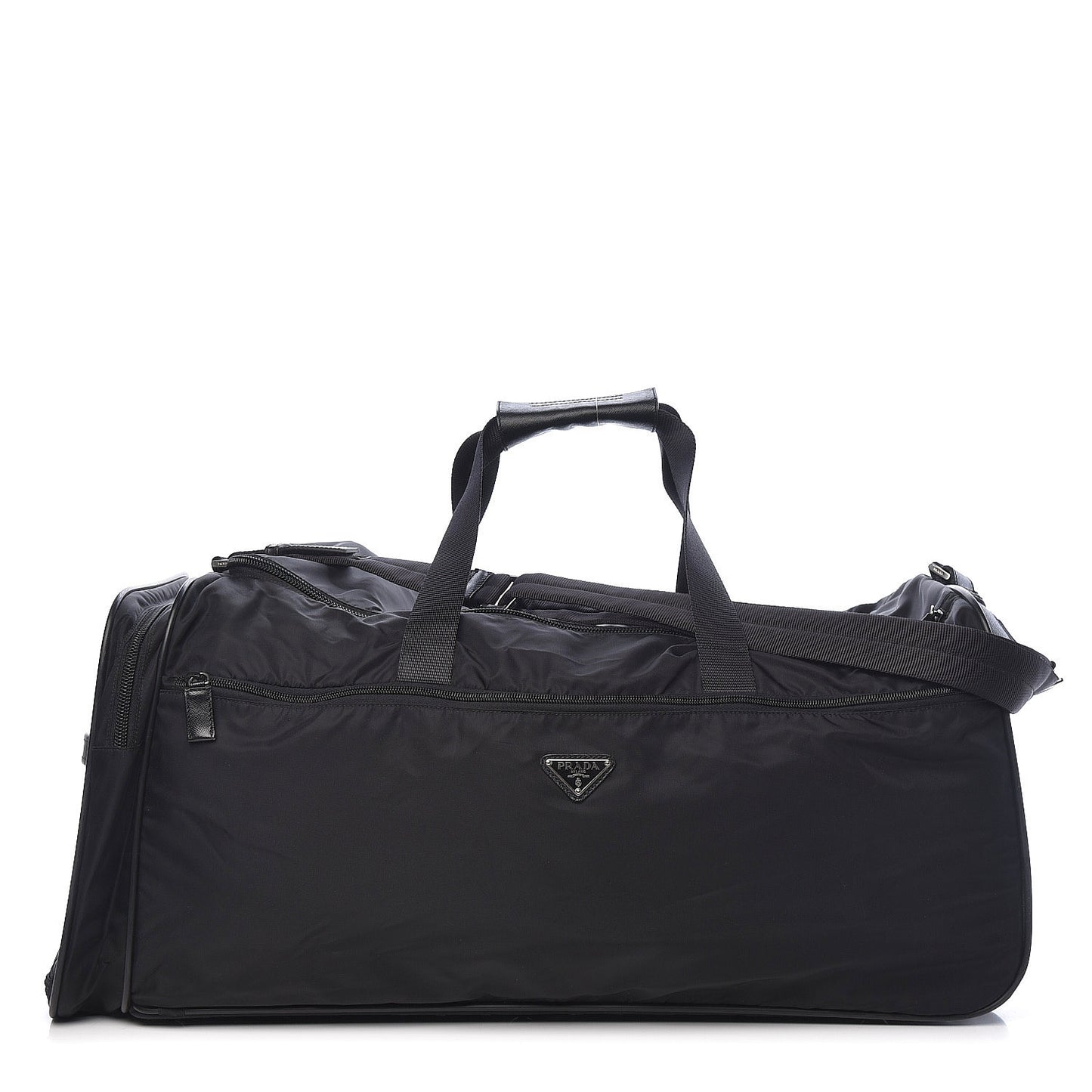 Tessuto Nylon Saffiano Rolling Duffle Black
